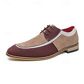 abordables Semi-formel-chaussures oxford à lacets de style vintage pour hommes – design en toile bicolore et similicuir pour une tenue formelle et décontractée