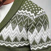 preiswerte Herren Strickjacke-Herren Hässlicher Weihnachtspullover Kleid Pullover Strickjacke Strickpullover Gerippt Stricken Standard Knopf hoch Geometrisch Schalrevers Modisch Klassisch Freizeitskleidung Verabredung Bekleidung
