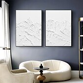 Недорогие Пейзажи-wabi sabi artwork hand painted white abstract art white painting wabi-sabi wall art white textured oil painting wall art set of 2 white wall art white abstract painting white 3d art