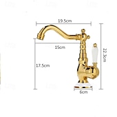 economico Classici-miscelatore monocomando per lavabo da bagno in ottone, rubinetti monocomando per lavabo a ponte rubinetto in ceramica, rubinetti monoforo per tubo flessibile freddo e caldo