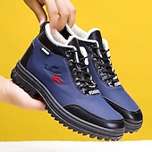 baratos Inverno e botas de neve-Botas masculinas de inverno à prova d&#039;água com cadarço e forro de pele sintética, calçados externos isolados para caminhadas em clima frio e uso casual