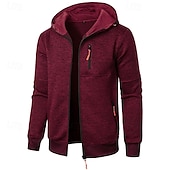 preiswerte Herren Strickjacke-Herren Strickjacke Kurzer Pullover Zip Pullover Reißverschluss Strickpullover Gerippt Stricken Standard Tasche Feste Farbe Mit Kapuze Modisch Klassisch Urlaub Freizeitskleidung Bekleidung Herbst