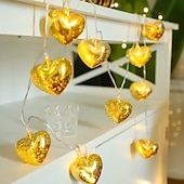 رخيصةأون يعمل بالبطاريات-أضواء سلسلة خيالية على شكل حب led بطول 1.5 متر و10 مصابيح led و3 أمتار و20 مصباح led تعمل بالبطارية لعيد الميلاد ورأس السنة وعيد الحب وحفلات الزفاف وأجواء رومانسية وديكورات الإضاءة