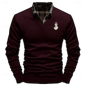 cheap Men&#039;s Printed Sweaters-Christmas Men&#039;s LOVE Gesture Pullover Sweater Jumper V Neck Casual Party Evening Wear Daily New Years Eve Sweater Embroidered Knitting Warm Long Sleeve Fall Winter Wine Black White