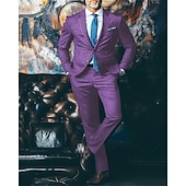 abordables Blazers Clásicos para Hombres-Hombre Trajes chaqueta Negocio Fiesta de Cóctel Fiesta de Boda Moda Casual Primavera &amp; Otoño Poliéster Rayas Botones Bolsillo Cómodo Botonadura Simple Chaqueta de sport Amarillo Azul Piscina Morado