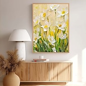 cheap Floral/Botanical Paintings-Large Flower Landscape Oil Painting On Canvas Pastel Floral Painting Spring Flower Scenery Painting Large Wall Art Living Room Decor Colorful floral Oil Painting Large Wall Art flower oil painting