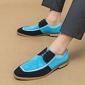 abordables Semi-formel-chaussures oxford à lacets de style vintage pour hommes – design en toile bicolore et similicuir pour une tenue formelle et décontractée