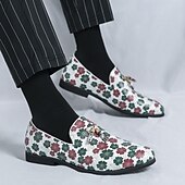billiga Tillfällig-loafers med vitt blommönster för män med tofs och guldaccent – snygga vardags- och semiformella skor för moderiktiga outfits