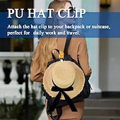abordables Gorros-Clip de cuero multifuncional para sombreros para viajar y acampar: sujeta el sombrero de forma segura al bolso o al equipaje