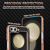cheap Samsung Cases-Phone Case For Samsung Galaxy Z Flip 6 Z Flip 5 Z Flip 4 Z Flip 3 Back Cover Shockproof Retro Carbon Fiber Plating