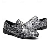 economico Semi-formale-scarpe oxford da uomo in similpelle con motivo intrecciato e design allacciato - calzature formali eleganti per lavoro, matrimoni ed eventi speciali
