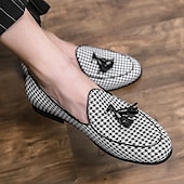 preiswerte Lässig-elegante Herren-Loafer mit Hahnentrittmuster und Quaste - perfekt für Hochzeiten und Partys