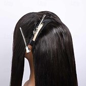 economico Parrucche lace front capelli veri-Parrucche in pizzo con cerniera sostituibile trasparente 13x4, capelli umani, attaccatura dei capelli pre-pizzicata, densità 150 per donne nere, colore nero naturale