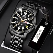economico Orologi al quarzo-1 pz nuovo acciaio inossidabile con orologio da uomo digitale calendario settimanale display moda tendenza vita viaggio luminescente tempo libero sport affari orologio regalo di compleanno regalo di