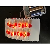 お買い得  電池式-エレガントなウェディングレセプションパーティー 3m 30個のLEDバレンタインデーレッドハートストリングライト リモコン付き 結婚式用8モード&amp;amp;お祝いの装飾 AAA電池駆動
