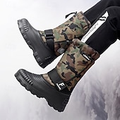 tanie Buty zimowe i śniegu-męskie zimowe buty śnieżne w kamuflażu z wodoodporną cholewką i pluszową podszewką - wytrzymała, antypoślizgowa podeszwa, regulowany pasek, idealne do aktywności na świeżym powietrzu