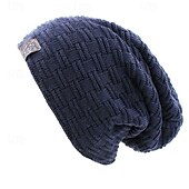 cheap Beanie Hat-Men&#039;s Unisex Beanie Hat Winter Hats Beanies Skull Cap Knit Hat Black Wine Acrylic Fibers Knitted Cozy Daily Wear Going out Solid / Plain Color Warm