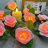 baratos Luzes de fio USB-Luzes de corda de fada rosa simulada 10/20 led usb/bateria alimentadas por luzes de guirlanda de natal casamento dia dos namorados jardim varanda decoração de casa luzes penduradas