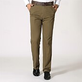 baratos Magro-Homens Social Calças chinês Botões Bolsos Tecido Conforto Formal Festa Trabalho Moda Estilo Clássico Preto Marron Micro-Elástica