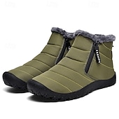 abordables Botas de invierno y nieve-Botas de nieve de invierno amarillas para hombre: impermeables, con forro de piel, cierre de cremallera, botines cálidos antideslizantes para clima frío