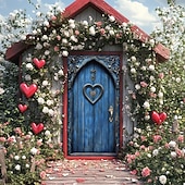 abordables Bannières de Garage et de Porte-Wedding Outdoor Decorations Door Covers Door Tapestry Door Curtain Decoration Backdrop Indoor/Outdoor Door Banner for Front Door Farmhouse Hearts