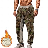 baratos Calças Desportivas-Homens camuflagem Calças de moletom de lã Cintura elástica com cordão Vintage Casual Ao ar livre Rua Dia a Dia Bolsos Térmica Inverno Impressão 3D Preto Verde Tropa Cinzento