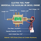 abordables Outils de réparation pour véhicule-Kit de pompe à carburant électrique universelle 12 V/24 V 3-6 psi basse pression avec filtre à carburant 6,56 pi 5/16&quot; de diamètre intérieur Remplacement de la conduite de carburant pour carburateur