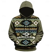 abordables sweats à capuche 3d pour hommes-Homme Argyle Sweats à Capuche Pardessus Sweat à capuche Col Ras du Cou Mode 3D effet Vacances Sortie Vêtement de rue Vert Véronèse Cordon Automne Hiver Designer