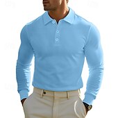 cheap Men&#039;s Classic Polo-Men&#039;s Corduroy Shirt Golf Shirt Work Casual Lapel Long Sleeve Basic Modern Solid Color Buttons Spring &amp;  Fall Regular Fit Wine Black White Yellow Sky Blue Light Grey Corduroy Shirt