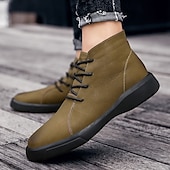 abordables Bottines-bottines décontractées en similicuir pour hommes avec design à lacets, semelle antidérapante confortable, parfaites pour un usage quotidien et des activités de plein air
