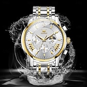 economico Orologi al quarzo-OLEVS Da uomo Orologio al quarzo Di tendenza Orologio casual Orologio da polso Visualizzazione delle fasi lunari Luminoso Calendario Cronografo Acciaio Guarda