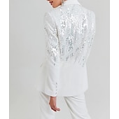 cheap Mom&#039;s Pant Suits-Two Piece Pantsuit Evening Gown Vintage Dress Tuxedo Dress Formal Wedding Floor Length Long Sleeve Shirt Collar  with Glitter