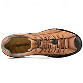abordables Baskets-baskets décontractées en similicuir marron pour hommes avec lacets élastiques réglables - semelle antidérapante durable, coupe confortable pour un usage quotidien