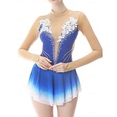 billige Figur skating kjoler-kunstløp kostymer for voksne og barn tilpasset med fargede diamanter blå spandex mesh gradering ytelse kostymer konkurranse trening gradient rhinestone kjoler ytelse kostyme