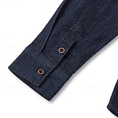 tanie Męskie koszulki-Męskie Koszula Koszula Chambray Koszula Calico Zapinana na guziki koszula Codzienna koszula Dżinsowa koszula Dżinsowy niebieski Czarny Granatowy Niebieski Długi rękaw Równina Kołnierz Codzienny Urlop