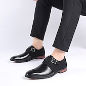 economico Semi-formale-scarpe da uomo con cinturino alla caviglia in pelle sintetica e pelle scamosciata bicolore – eleganti scarpe eleganti con fibbia per occasioni formali