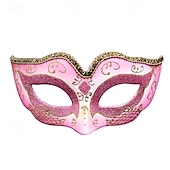 abordables Mascarilla-Arlequina Máscara de carnaval Máscara veneciana Colombina Adulto Mujer Media cara Fiesta Mascarada Carnaval de Venecia Víspera de Todos los Santos Carnaval Mardi Gras Disfraz de carnaval fácil