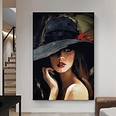 tanie Obrazy z ludźmi-ręcznie malowany portret kobiety twarz obraz olejny dom paląca dziewczyna płótno dekoracyjne obrazy ścienne cuadros do salonu sypialnia nowoczesne płótno w rolce (bez ramy)