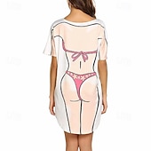billiga Rolig grafik-Kvinnors kropp Bikini Strandtunikor 3D Grafisk Till Dam Vuxna Sankt Patriks dag 3D-utskrift Fest