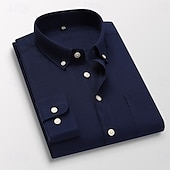 billige Button Down-skjorter for menn-Herre Dresskjorter Skjorte med knapp ned Oxford skjorte Skjorte med krage عادي Bryllup Arbeid Lys Rosa Hvit Marineblå Blå Langermet Vår &amp; Vinter Klær