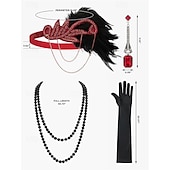 levne oblečení-Retro Řvoucí 20s 20. léta 20. století Polední Bubenové šaty Úbory Koktejlky Velký Gatsby Buben dívka Svatební host Flitry Třásně Dámské Karnevalový kostým 7 PCS Vánoce předvečer Všech svatých Karneval