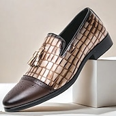 economico Semi-formale-mocassini da uomo in similpelle con motivo coccodrillo marrone e dettaglio nappa – eleganti scarpe eleganti slip-on per occasioni formali e abbigliamento da ufficio