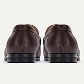 cheap Premium Leather Loafers-Men&#039;s Premium Cowhide Leather Loafers – Classic Slip-On Dress Shoes with Metal Bit Decor for Formal and Casual Wear