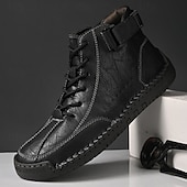 economico Stivaletti alla caviglia-stivaletti casual da uomo in similpelle marrone - design con lacci, cinturino regolabile e suola antiscivolo per il comfort quotidiano