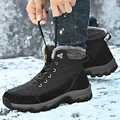 billiga Kängor-Herr Stövlar Snökängor Kängor Vinterkängor Fleecefoder Mocka Nylon Bekväm Halksäker Snörning Svart Grå