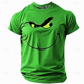 cheap Funny Christmas Outfit-Christmas Men&#039;s Funny Christmas 3D T-shirts Santa Claus Fashion Athleisure 3D Print Tee Party Street Light Blue Black Light Green Short Sleeve Crew Neck Summer Spring Clothing Apparel S M L XL