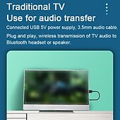 abordables Kit de Bluetooth/manos libres para coche-Receptor Bluetooth 5.0 para automóvil, adaptador auxiliar Bluetooth con cancelación de ruido, receptor de música Bluetooth para estéreo doméstico/auriculares con cable/llamadas manos libres, duración
