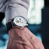 cheap Mechanical Watches-New Olevs Brand Men&#039;S Business Stainless Steel Band Watch Moon Phase Double Calendar 24-Hour Indication Automatic Mechanical Watch Simple Leisure Sports Men&#039;S Wristwatch