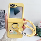 cheap Samsung Cases-Phone Case For Z Flip 7 Z Flip 6 Z Flip 5 Z Flip 4 Z Flip 3 Back Cover with Wrist Strap Shockproof Retro TPU Silicone