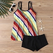 abordables Tankinis-Mujer Bañadores Tankini Traje de baño Vacaciones Tropical Bloque de color Sin Mangas Trajes de baño